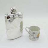 Huge Sterling Silver Pint Hip Flask & Stirrup Cup Antique 1924 Birmingham Art Deco
