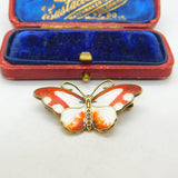 Norwegian Guilloche Enamel on Sterling Silver Butterfly Brooch Hroar Prydz