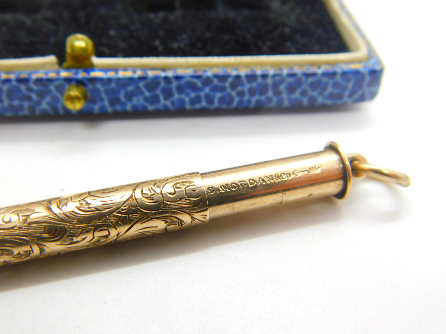 Victorian Sampson Mordan 9ct Gold Floral Propelling Pencil Fob Antique c1900