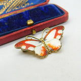 Norwegian Guilloche Enamel on Sterling Silver Butterfly Brooch Hroar Prydz