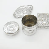 Victorian Sterling Silver Four-Piece Dressing Set 1896 London William Comyns