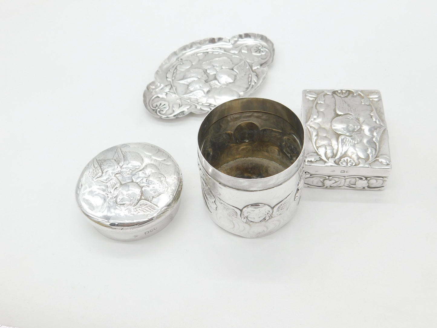 Victorian Sterling Silver Four-Piece Dressing Set 1896 London William Comyns