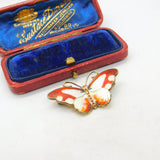 Norwegian Guilloche Enamel on Sterling Silver Butterfly Brooch Hroar Prydz