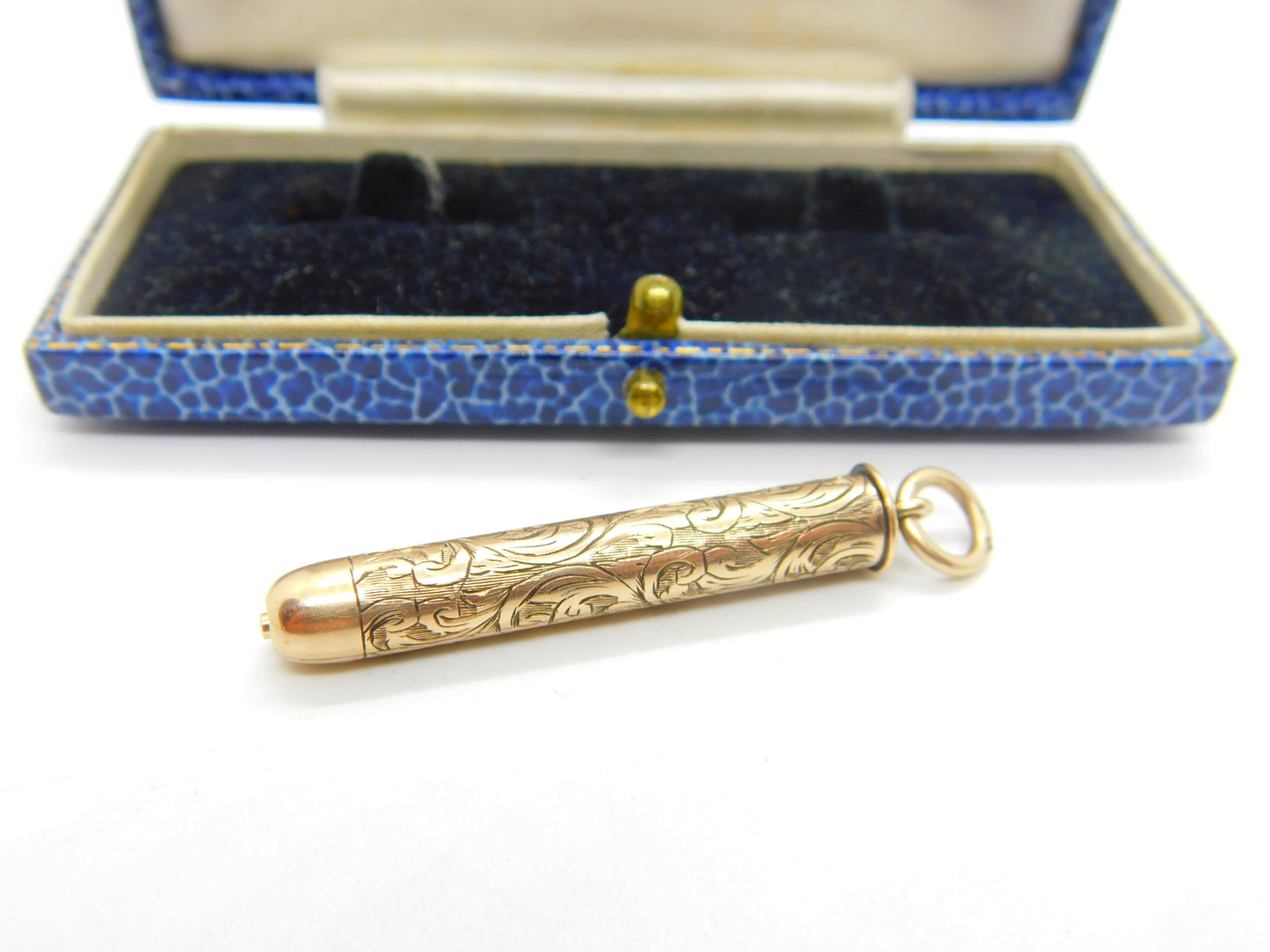 Victorian Sampson Mordan 9ct Gold Floral Propelling Pencil Fob Antique c1900