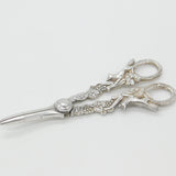 Pair of Sterling Silver Vine & Running Fox Grape Scissors 1942 Sheffield Antique