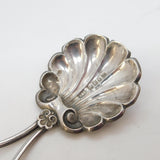 Victorian Sterling Silver Scallop Shell Tea Caddy Spoon Antique 1857 Birmingham