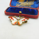 Norwegian Guilloche Enamel on Sterling Silver Butterfly Brooch Hroar Prydz