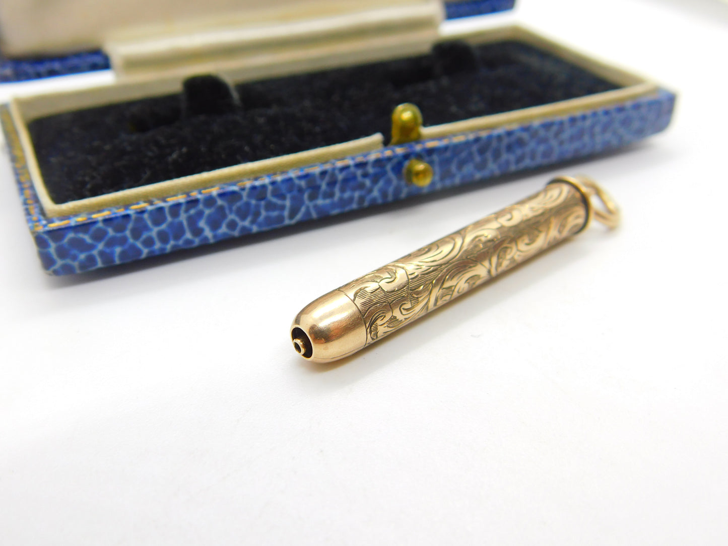 Victorian Sampson Mordan 9ct Gold Floral Propelling Pencil Fob Antique c1900