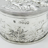 Victorian Large Sterling Silver Trinket Box with Jesus in the Manger Scene 1882