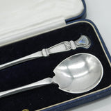 Central School of Arts & Crafts Boxed Pair of Sterling Silver Abalone Spoons 1938 London