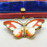 Norwegian Guilloche Enamel on Sterling Silver Butterfly Brooch Hroar Prydz