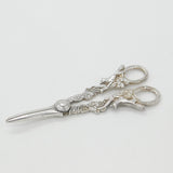 Pair of Sterling Silver Vine & Running Fox Grape Scissors 1942 Sheffield Antique