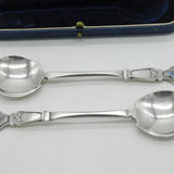 Central School of Arts & Crafts Boxed Pair of Sterling Silver Abalone Spoons 1938 London