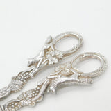 Pair of Sterling Silver Vine & Running Fox Grape Scissors 1942 Sheffield Antique