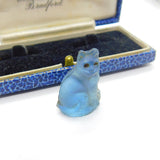 Czech Light Blue Glass Cat Cracker Charm Keepsake Antique c1920
