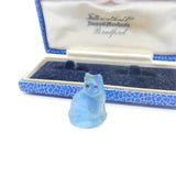 Czech Light Blue Glass Cat Cracker Charm Keepsake Antique c1920