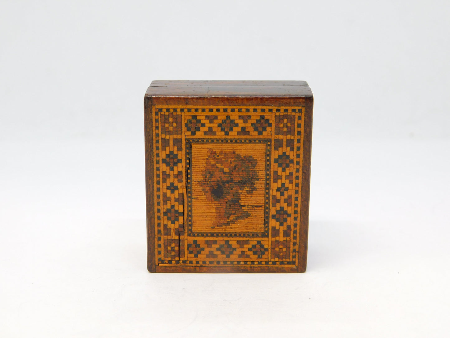 Victorian Tunbridge Ware Queen Victoria Penny Black Stamp Box Antique c1860