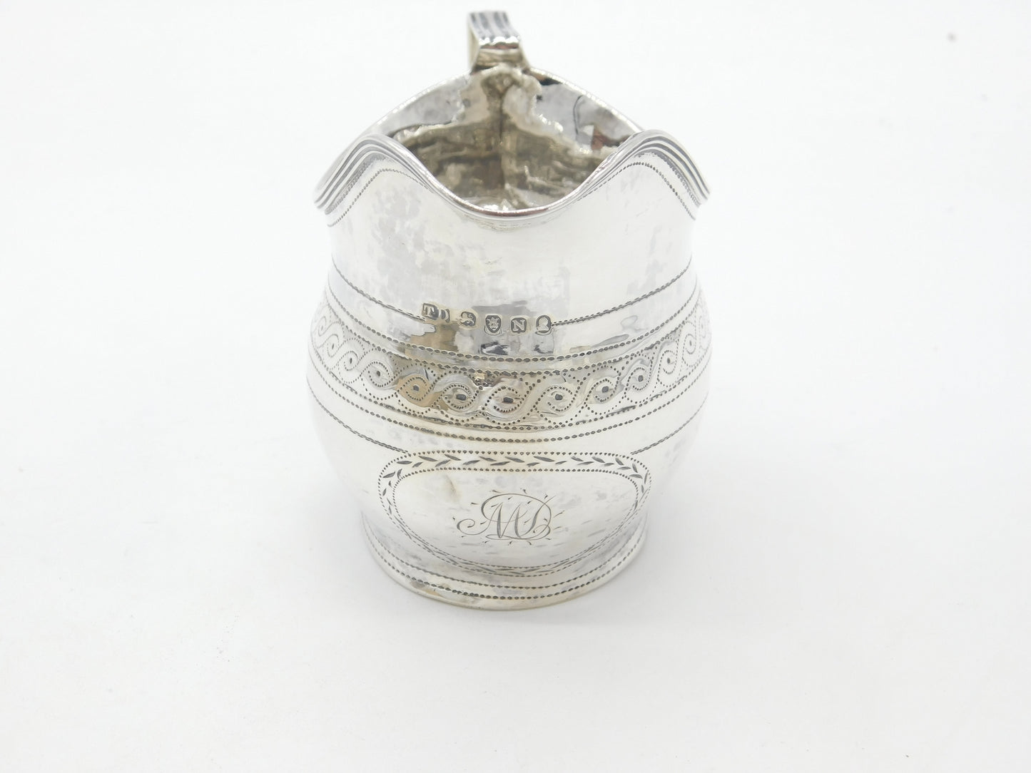 Georgian Sterling Silver Bright Cut Cream Jug 1808 London Thomas Dicks