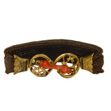 George III Woven Hair, Rolled Gold & Red Agate Mourning Bracelet Antique c1820