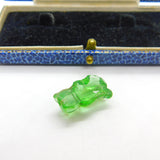 Czech Light Green Glass Cat Cracker Charm or Keepsake Antique c1920