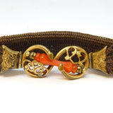 George III Woven Hair, Rolled Gold & Red Agate Mourning Bracelet Antique c1820