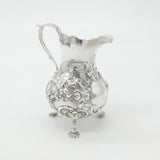 Early Victorian Sterling Silver Floral Decorated Crested Cream Jug 1843 London