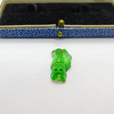 Czech Light Green Glass Cat Cracker Charm or Keepsake Antique c1920