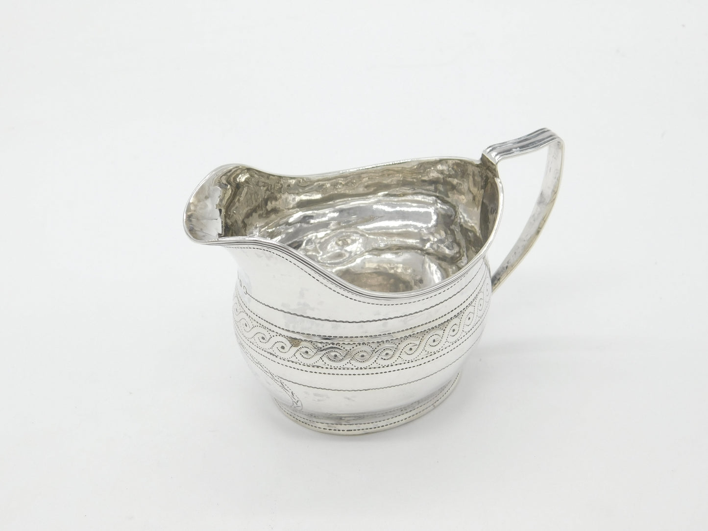 Georgian Sterling Silver Bright Cut Cream Jug 1808 London Thomas Dicks