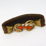 George III Woven Hair, Rolled Gold & Red Agate Mourning Bracelet Antique c1820