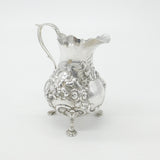 Early Victorian Sterling Silver Floral Decorated Crested Cream Jug 1843 London