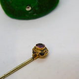Victorian 18ct Yellow Gold & Pink Topaz Set Stick Pin Antique c1860