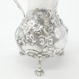Early Victorian Sterling Silver Floral Decorated Crested Cream Jug 1843 London