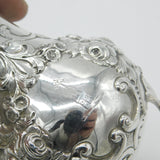 Early Victorian Sterling Silver Floral Decorated Crested Cream Jug 1843 London