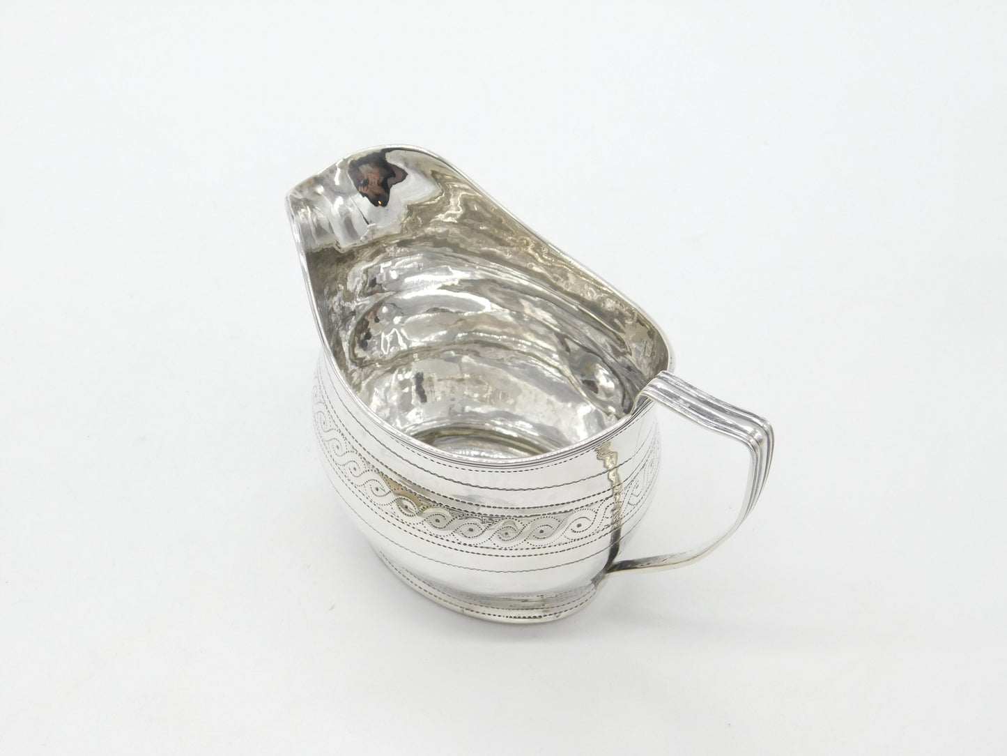 Georgian Sterling Silver Bright Cut Cream Jug 1808 London Thomas Dicks