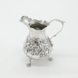Early Victorian Sterling Silver Floral Decorated Crested Cream Jug 1843 London