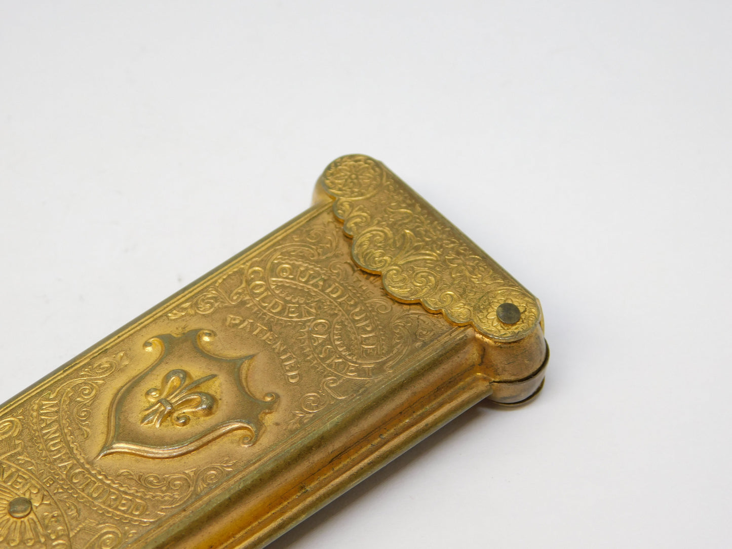 19th Century 'Quadruple Golden Casket' Fleur-De-Lis Etui Needle Case Antique