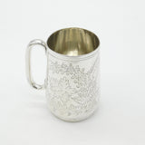 Victorian Sterling Silver Fern Pattern Christening Mug 1858 Exeter Antique