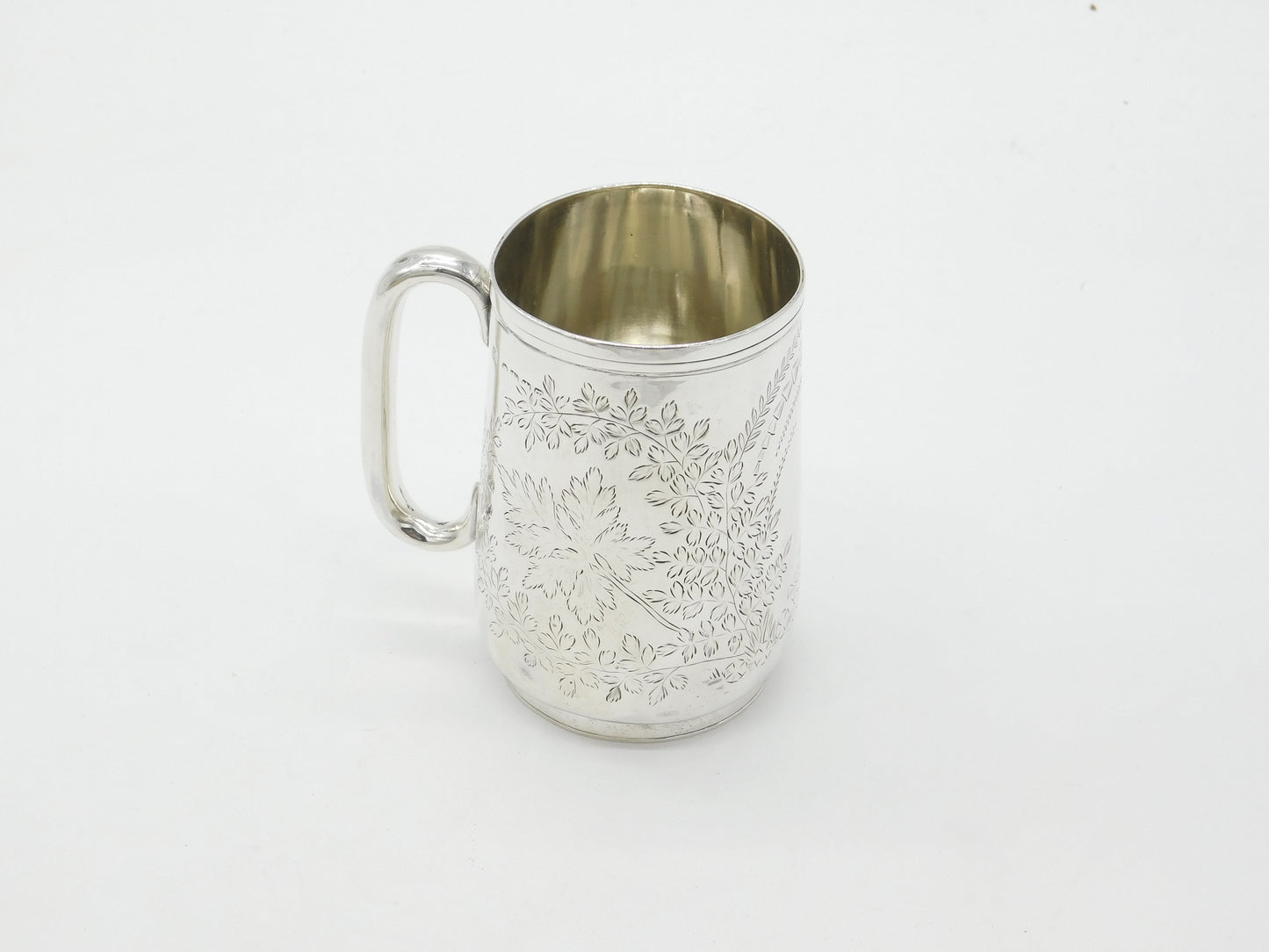 Victorian Sterling Silver Fern Pattern Christening Mug 1858 Exeter Antique