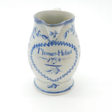 Georgian Blue & White Glazed 'Thomas Holms 1798' Water Jug Antique Early
