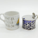 Victorian Sterling Silver Bird & Flower Pattern Mustard Pot Antique 1900 London