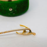 15ct Yellow Gold & Diamond Set Lucky Wishbone Stick Pin Antique c1890