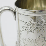 Victorian Sterling Silver Fern Pattern Christening Mug 1858 Exeter Antique