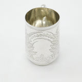 Victorian Sterling Silver Fern Pattern Christening Mug 1858 Exeter Antique