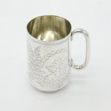 Victorian Sterling Silver Fern Pattern Christening Mug 1858 Exeter Antique