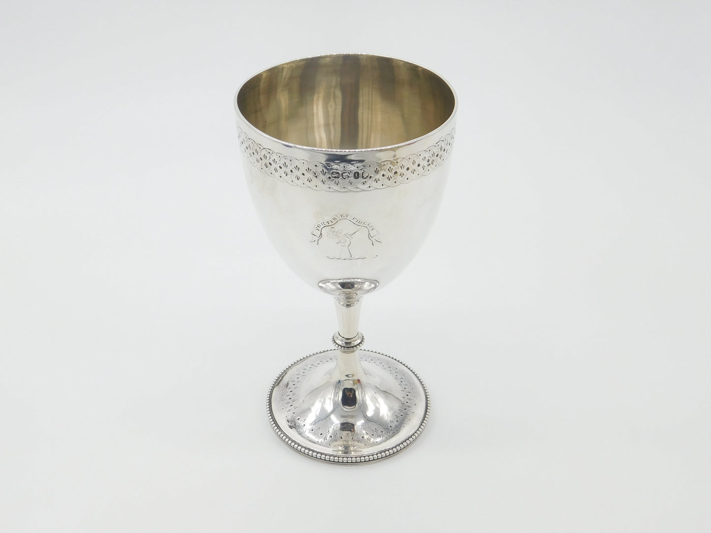 Victorian Sterling Silver Crested Chalice Or Goblet Antique 1866 London Engraved