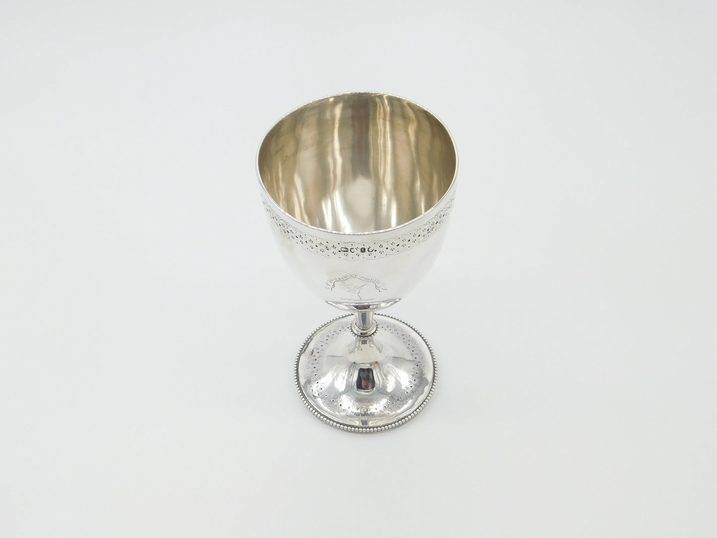 Victorian Sterling Silver Crested Chalice Or Goblet Antique 1866 London Engraved