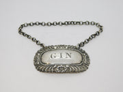 George III Sterling Silver Floral Gin Decanter Label Antique 1819 London