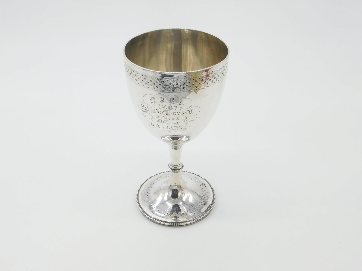 Victorian Sterling Silver Crested Chalice Or Goblet Antique 1866 London Engraved