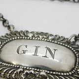 George III Sterling Silver Floral Gin Decanter Label Antique 1819 London