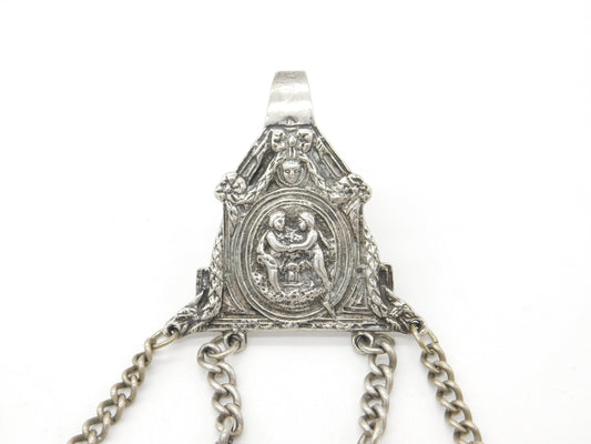 Victorian Hanau Sterling Silver Art Nouveau Chatelaine with Tools Antique c1860